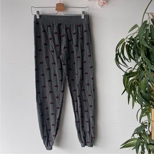 PJ Salvage Lips Grey Knit Jogger Pants